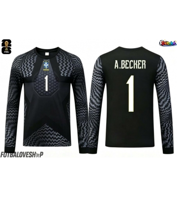 Brazílie Alisson Becker #1 Brankářské Dětské Domácí Dres MS 2026 Dlouhý Rukáv (+ trenýrky)